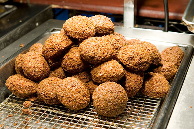 A view of our fresh falafels that just came out from the fryer. Chicago's Best Falafels